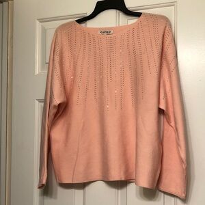 Nannette Peach Sweater with Sparkling Accents